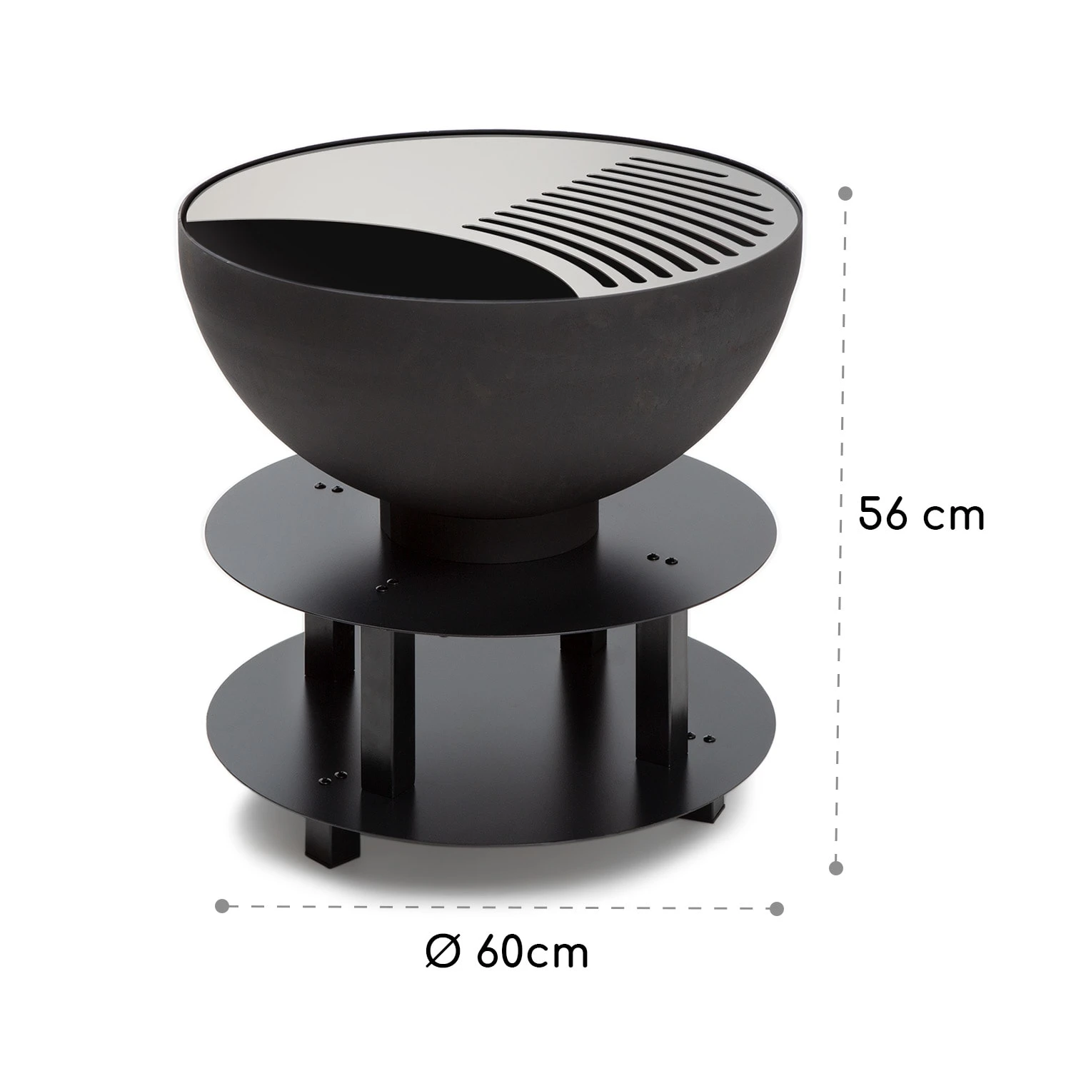 Savage 2.0 Rund Feuerschalen-Grill Ø: 60 Cm Stabiler Sockel Holzlager 7 Savage 2.0 Rund Feuerschalen-Grill Ø: 60 Cm Stabiler Sockel Holzlager – Bild 7