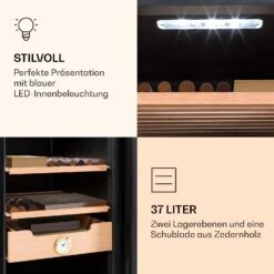 Klarstein El Presidente 37 Zigarren-Humidor 37L 2 Einschübe 1 Fach Zedernholz -Outdoor Grills Verkaufsgeschäft 10036101 de 0006 logo