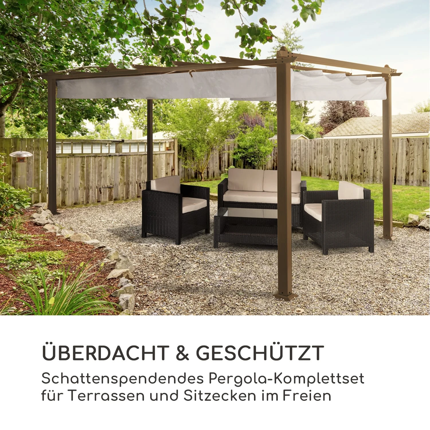 Pantheon Rust Pergola Ersatzdach 200 G/m² Polyester-Tuch 3x4 M Inkl. Seilzug 2 Pantheon Rust Pergola Ersatzdach 200 G/m² Polyester-Tuch 3x4 M Inkl. Seilzug – Bild 2