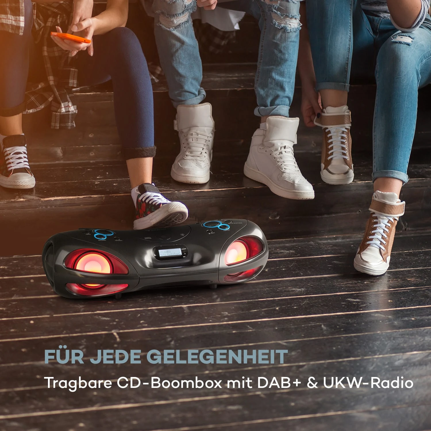 Spacewoofer DAB Boombox CD-Player DAB+ UKW Bluetooth Fernbedienung LED 2 Spacewoofer DAB Boombox CD-Player DAB+ UKW Bluetooth Fernbedienung LED – Bild 2
