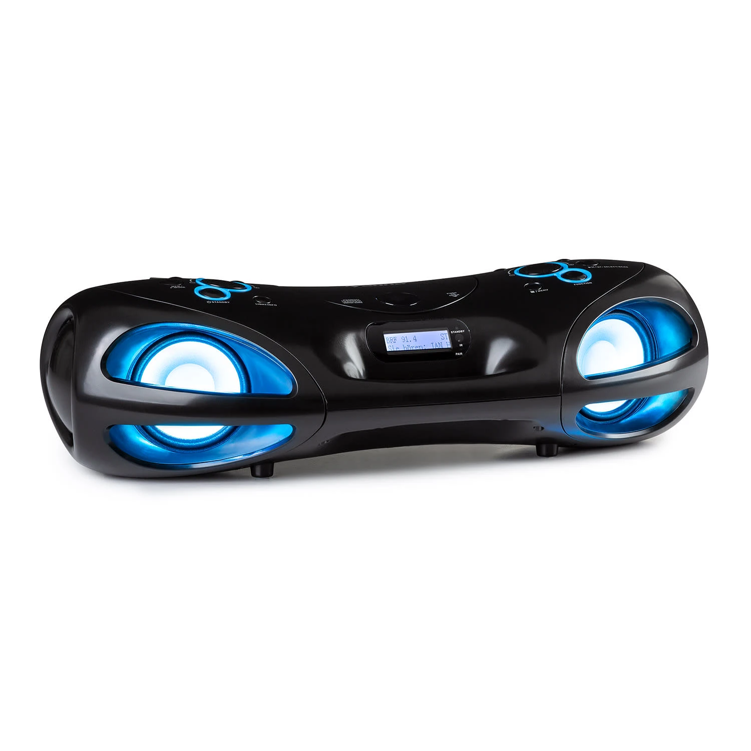 Spacewoofer DAB Boombox CD-Player DAB+ UKW Bluetooth Fernbedienung LED 1 Spacewoofer DAB Boombox CD-Player DAB+ UKW Bluetooth Fernbedienung LED