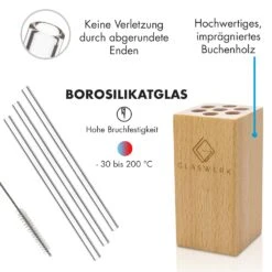 Glaswerk Salizzada Glasstrohhalme 7 Stück 0,8 X 20 Cm (ØxH) Holzhalterung Bürste -Outdoor Grills Verkaufsgeschäft 10036366 de 0005 logo