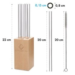 Glaswerk Salizzada Glasstrohhalme 7 Stück 0,8 X 20 Cm (ØxH) Holzhalterung Bürste -Outdoor Grills Verkaufsgeschäft 10036366 yy 0006 logo