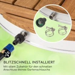 Sumatra Teak Round Gartendusche Aluminium Teakholz Tragegriff -Outdoor Grills Verkaufsgeschäft 10036439 de 0005 usp