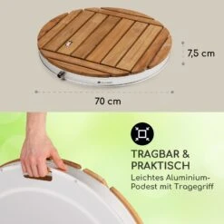 Sumatra Teak Round Gartendusche Aluminium Teakholz Tragegriff -Outdoor Grills Verkaufsgeschäft 10036439 de 0006 usp