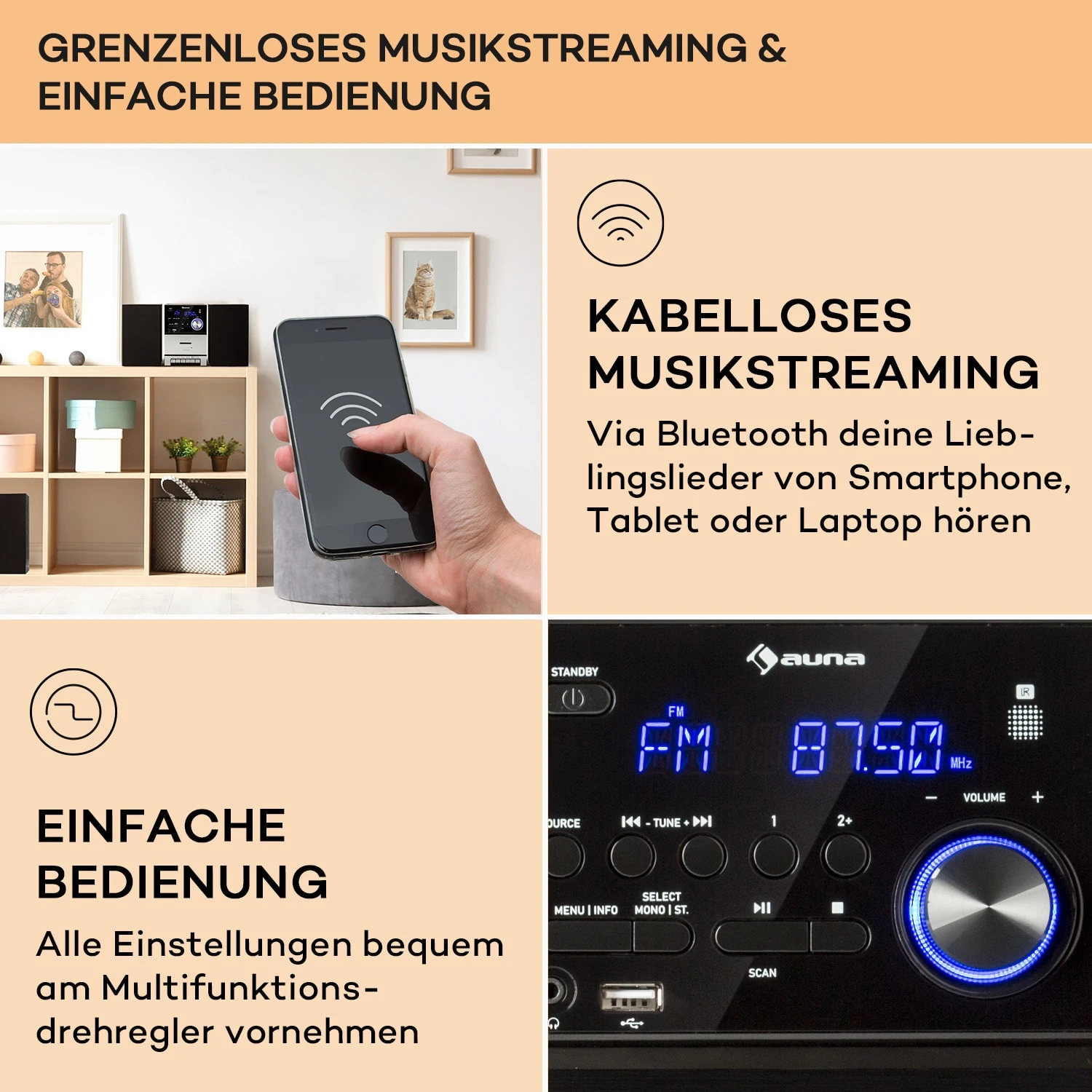 MC-40 DAB Stereoanlage UKW/DAB+ Bluetooth CD Kassette USB Fernbedienung 4 MC-40 DAB Stereoanlage UKW/DAB+ Bluetooth CD Kassette USB Fernbedienung – Bild 4