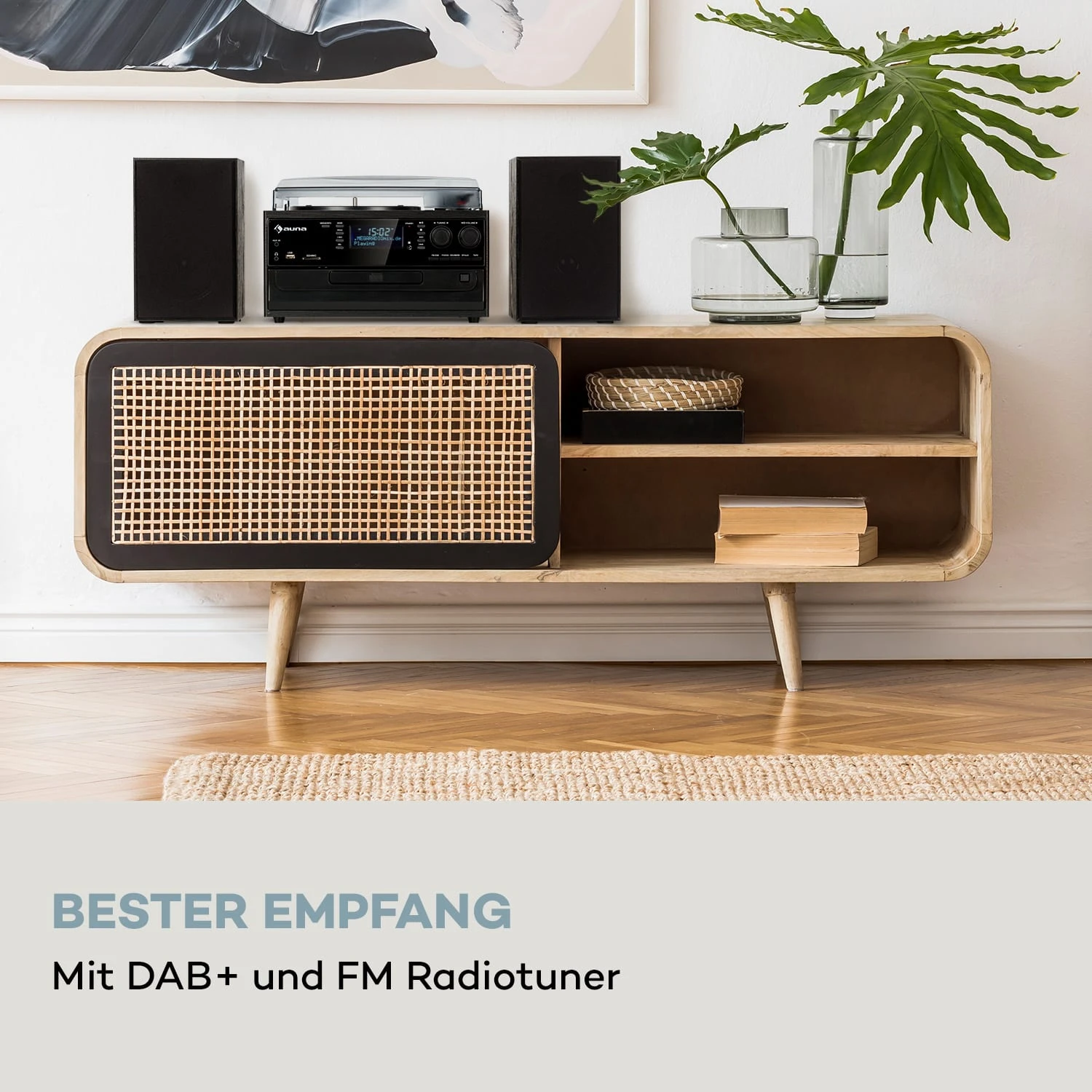 Oakland DAB Plus Retro-Stereoanlage DAB+/FM BT-Funktion Vinyl CD Kassette Inkl. Lautsprechern 2 Oakland DAB Plus Retro-Stereoanlage DAB+/FM BT-Funktion Vinyl CD Kassette Inkl. Lautsprechern – Bild 2