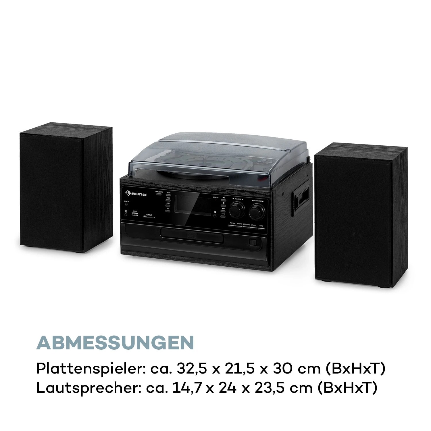 Oakland DAB Plus Retro-Stereoanlage DAB+/FM BT-Funktion Vinyl CD Kassette Inkl. Lautsprechern 8 Oakland DAB Plus Retro-Stereoanlage DAB+/FM BT-Funktion Vinyl CD Kassette Inkl. Lautsprechern – Bild 8