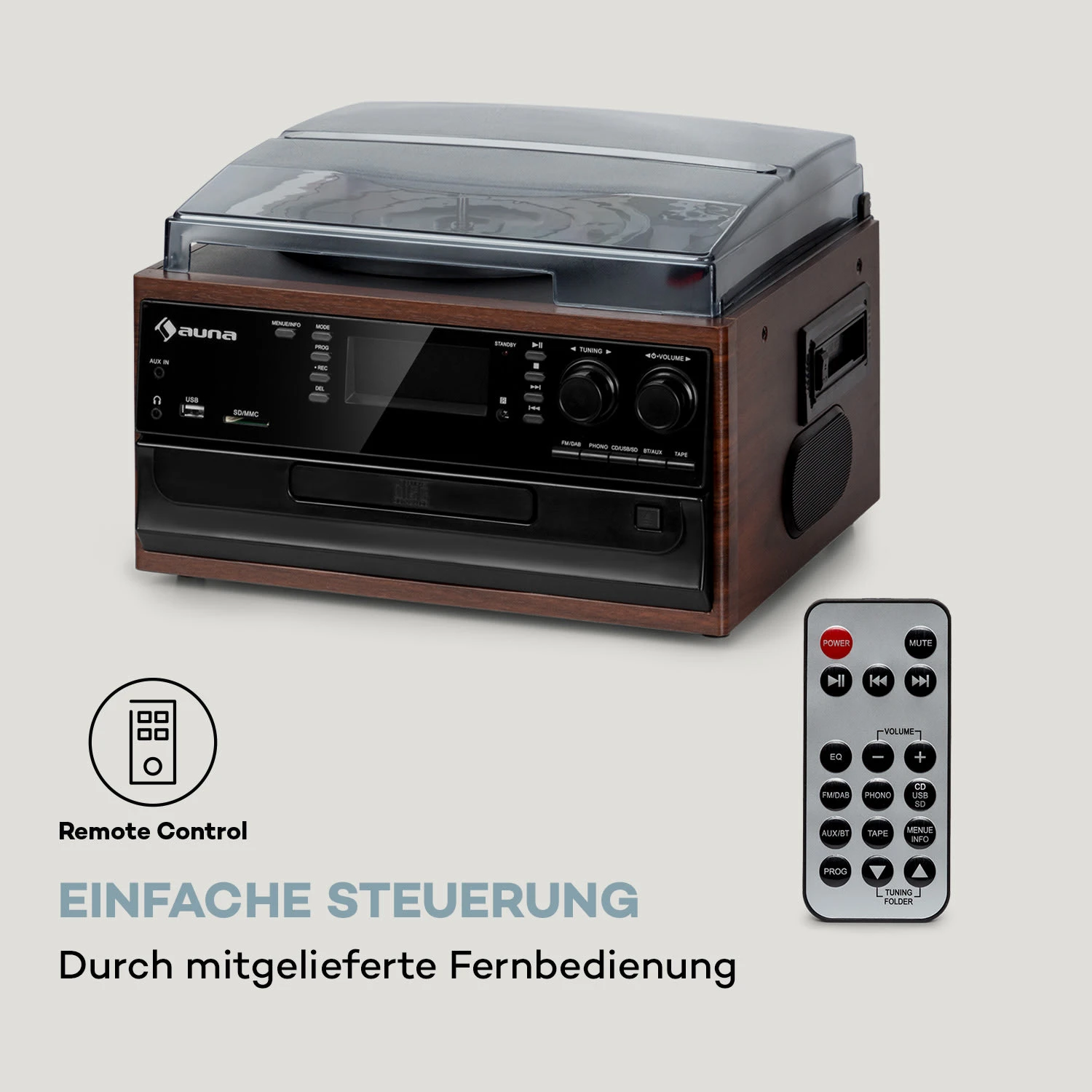 Oakland DAB Retro-Stereoanlage DAB+/FM BT-Funktion Vinyl CD Kassette 7 Oakland DAB Retro-Stereoanlage DAB+/FM BT-Funktion Vinyl CD Kassette – Bild 7