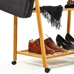 Garderobe Kleiderständer 4 Rollen 2 Ablagen 60x162x42,5 Cm 100% Bambus -Outdoor Grills Verkaufsgeschäft 10038014 yy 0005 logo