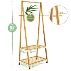 Garderobe Kleiderständer 4 Rollen 2 Ablagen 60x162x42,5 Cm 100% Bambus -Outdoor Grills Verkaufsgeschäft 10038014 yy 0007 logo