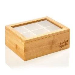 Teebox 6 Fächer 90 Teebeutel Kunststoff-Sichtfenster Bambus -Outdoor Grills Verkaufsgeschäft 10038069 yy 0007 logo