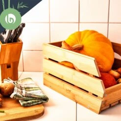 Stapelkiste Aus Bambus Gute Luftzirkulation Stapelbar 27x20,5x38cm -Outdoor Grills Verkaufsgeschäft 10038071 yy 0005 logo