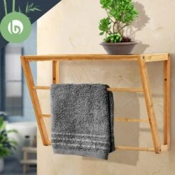 Wandregal Bad 3 Handtuchstangen Ablagefläche Oben 42x30x20cm Bambus -Outdoor Grills Verkaufsgeschäft 10038143 yy 0003 logo