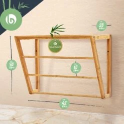 Wandregal Bad 3 Handtuchstangen Ablagefläche Oben 42x30x20cm Bambus -Outdoor Grills Verkaufsgeschäft 10038143 yy 0007 logo