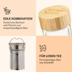 Teeflasche Mit Deckel Und Sieb 500 Ml Doppelwandiges Glas Bambus Hülle -Outdoor Grills Verkaufsgeschäft 10038238 de 0003 logo