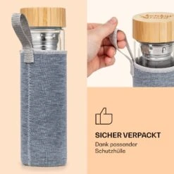 Teeflasche Mit Deckel Und Sieb 500 Ml Doppelwandiges Glas Bambus Hülle -Outdoor Grills Verkaufsgeschäft 10038238 de 0004 logo