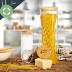 Rundes Glas Mit Bambusdeckel 4er-Set Inhalt: 600 Ml, 1000 Ml, 1500 Ml, 1800 Ml -Outdoor Grills Verkaufsgeschäft 10038254 yy 0007 logo