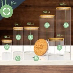 Rundes Glas Mit Bambusdeckel 4er-Set Inhalt: 600 Ml, 1000 Ml, 1500 Ml, 1800 Ml -Outdoor Grills Verkaufsgeschäft 10038254 yy 0008 logo