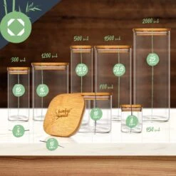 Eckiges Glas Mit Bambusdeckel Luftdicht Mit Silikonring 10x10x10 Cm 3x 700 Ml -Outdoor Grills Verkaufsgeschäft 10038258 yy 0007 logo