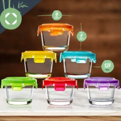 Babygläser 6er-Set Bunte Deckel Luftdichter Verschluss Geschmacksecht -Outdoor Grills Verkaufsgeschäft 10038298 yy 0008 logo