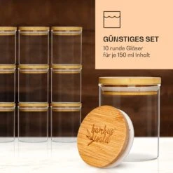 Runde Gläser Bambusdeckel 10 Stück Je 150 Ml Luftdicht -Outdoor Grills Verkaufsgeschäft 10038312 de 0004 logo