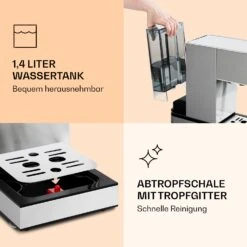 Pausa Espressomaker 1350 Watt 20 Bar Druck Wassertank: 1,4 Liter Edelstahl -Outdoor Grills Verkaufsgeschäft 10038393 de 0007 logo