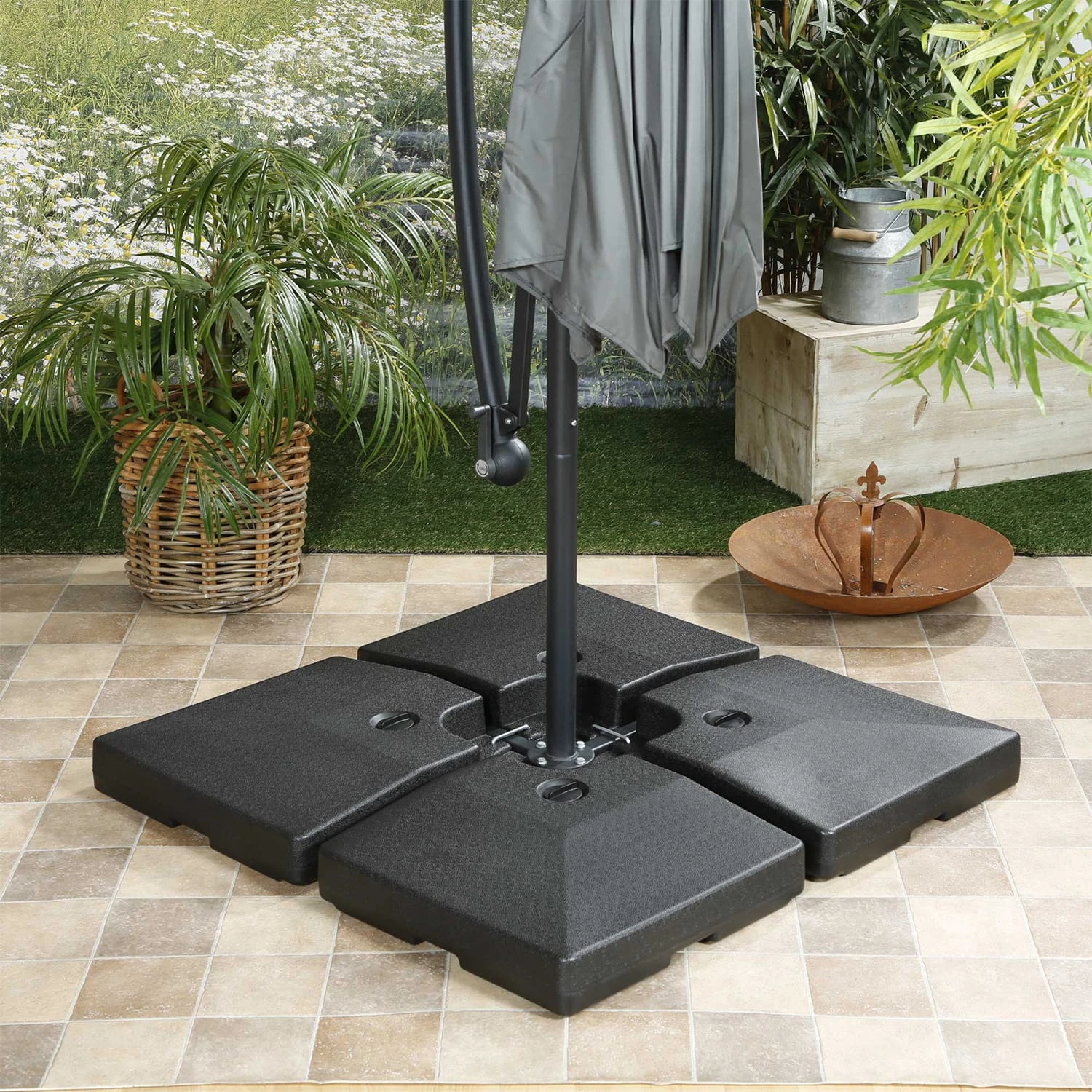 Limousin Sonnenschirmständer-Gewichte 140 Kg Leergewichte 4er-Set 2 Limousin Sonnenschirmständer-Gewichte 140 Kg Leergewichte 4er-Set – Bild 2