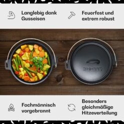 Galloway Dutch Oven 6.0 BBQ-Topf Gusseisen Voreingebrannt Größe M / 6 Qt -Outdoor Grills Verkaufsgeschäft 10038581 de 0003 usp