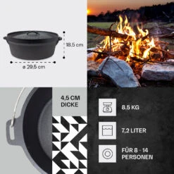 Galloway Dutch Oven 9.0 BBQ-Topf Gusseisen Größe L / 9 Qt -Outdoor Grills Verkaufsgeschäft 10038582 de 0004 usp