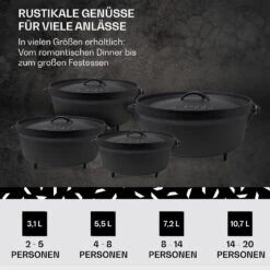 Galloway Dutch Oven 6.0 BBQ-Topf Gusseisen Standfüße Größe M / 6 Qt -Outdoor Grills Verkaufsgeschäft 10038585 de 0006 usp