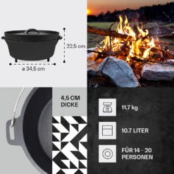 Galloway Dutch Oven 12.0 BBQ-Topf Gusseisen Standfüße Größe XL / 12 Qt -Outdoor Grills Verkaufsgeschäft 10038587 de 0004 usp