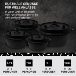 Guernsey Premium Dutch Oven 9.0 BBQ-Topf Gusseisen Voreingebrannt Größe L / 9 Qt -Outdoor Grills Verkaufsgeschäft 10038639 de 0006 usp