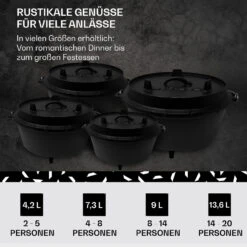 Guernsey Premium Dutch Oven 12.0 BBQ-Topf Gusseisen Standfüße Größe XL / 12 Qt -Outdoor Grills Verkaufsgeschäft 10038644 de 0006 usp