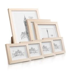 Chalcot Bilderrahmen 7er-Set 3 Größen Rechteckig Passepartout Echtholz