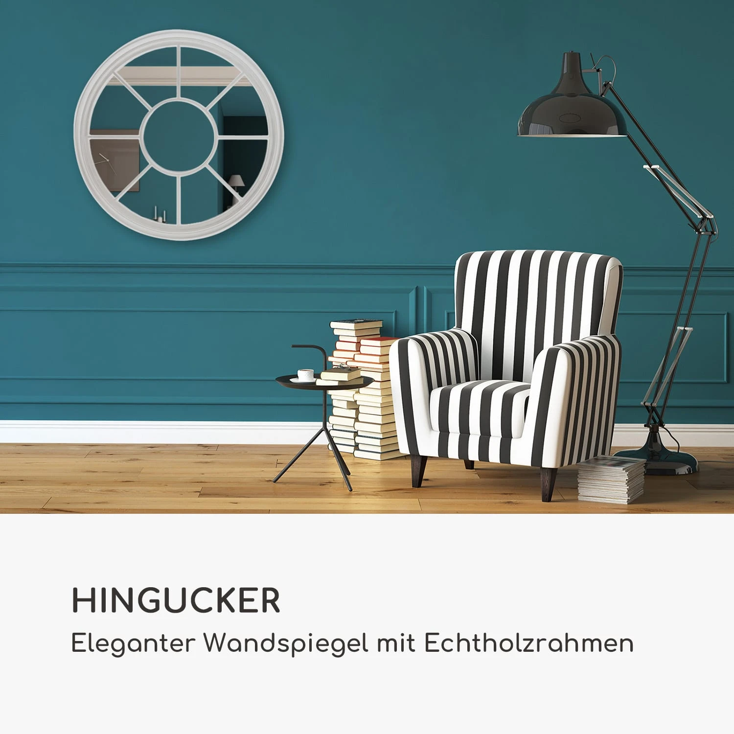Leeds Wandspiegel Echtholzrahmen Rund Ø 90 Cm 2 Leeds Wandspiegel Echtholzrahmen Rund Ø 90 Cm – Bild 2