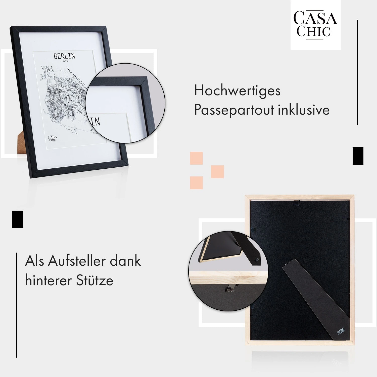 Bristol Bilderrahmen Glasscheibe A3 Mit Passepartout A4 Echtholz 4 Bristol Bilderrahmen Glasscheibe A3 Mit Passepartout A4 Echtholz – Bild 4