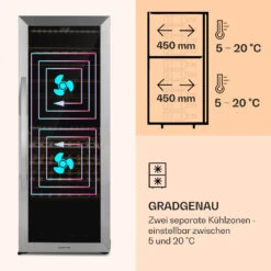 Klarstein Vinamour 77 Duo Weinkühlschrank 191 Liter 5 - 20 °C 2 Kühlzonen -Outdoor Grills Verkaufsgeschäft 10039771 de 0004 logo