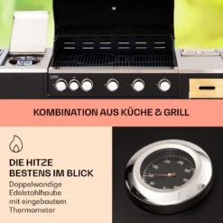 Jersey Outdoor Kitchen Gasgrill Spüle 20,7 KW 5+1 Brenner Mobil -Outdoor Grills Verkaufsgeschäft 10039854 de 0003 usp