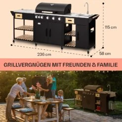Jersey Outdoor Kitchen Gasgrill Spüle 20,7 KW 5+1 Brenner Mobil -Outdoor Grills Verkaufsgeschäft 10039854 de 0006 usp