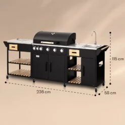 Jersey Outdoor Kitchen Gasgrill Spüle 20,7 KW 5+1 Brenner Mobil -Outdoor Grills Verkaufsgeschäft 10039854 yy 0008 dimensions