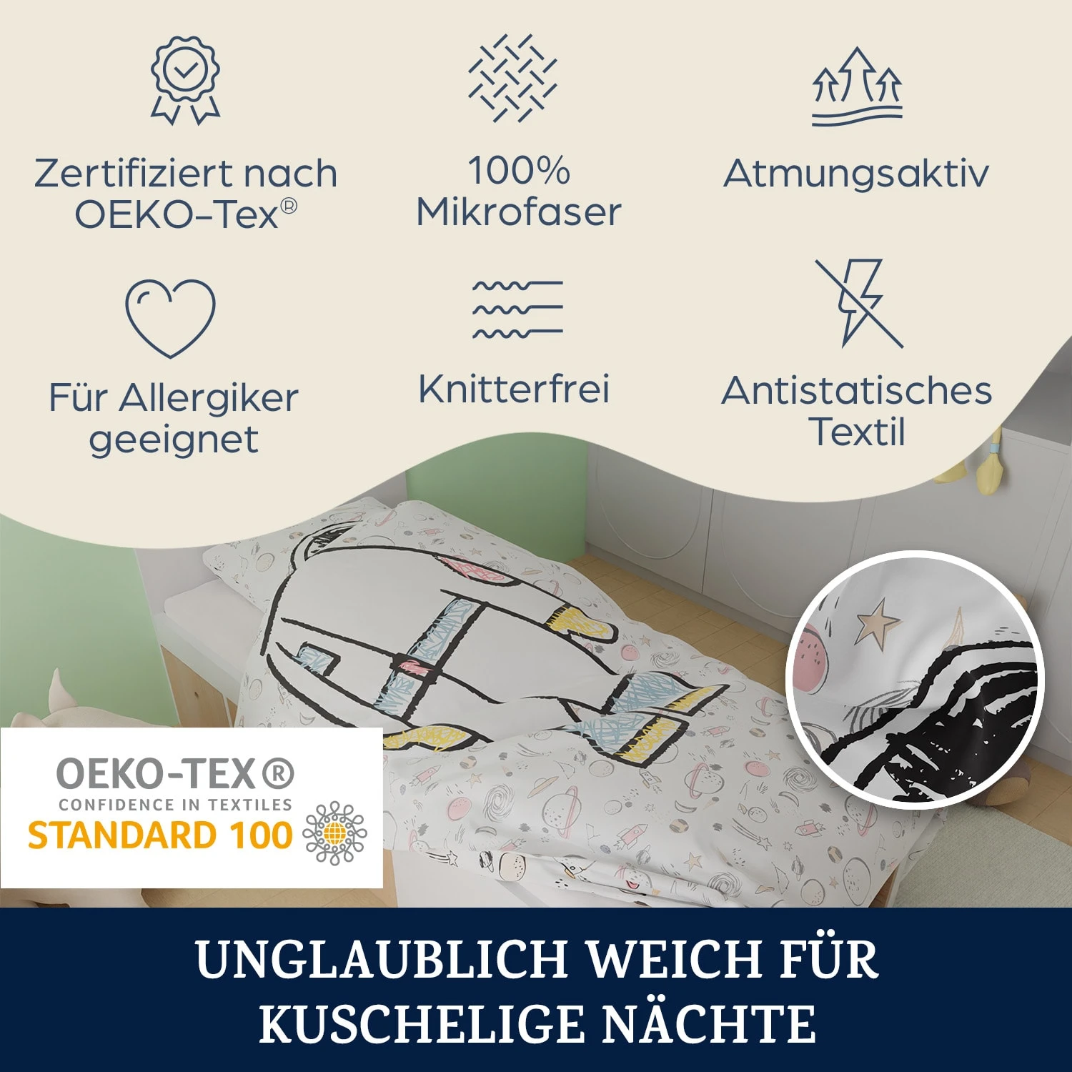 Soft Wonder Kids-Edition Bettwäsche 140 X 200 Cm 65 X 65 Cm Atmungsaktiv Mikrofaser 2 Soft Wonder Kids-Edition Bettwäsche 140 X 200 Cm 65 X 65 Cm Atmungsaktiv Mikrofaser – Bild 2
