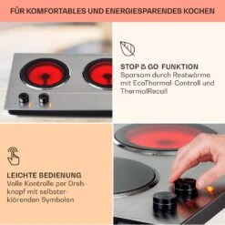 Ramsey Doppel-Kochfeld 2400W 11 Leistungsstufen Glaskeramik -Outdoor Grills Verkaufsgeschäft 10040070 de 0004 usp