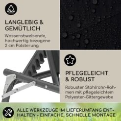 Amalfi Sonnenliege 70 X 37 X 200 Cm Sonnenblende 5-stufige Rückenlehne Stahlrohr Witterungsbeständig -Outdoor Grills Verkaufsgeschäft 10040101 de 0003 logo