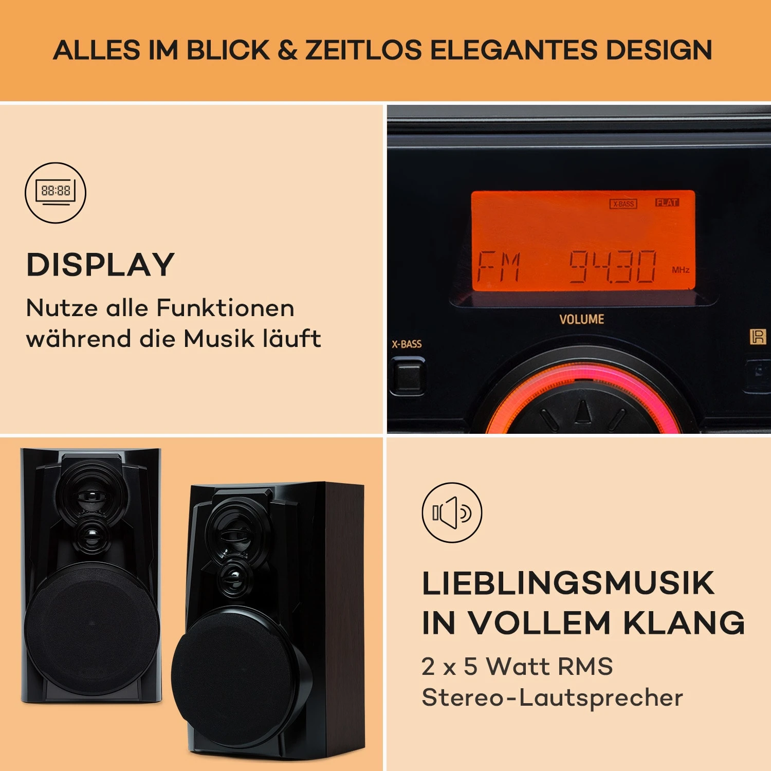 Franklin Stereoanlage Plattenspieler 3-fach-CD-Player BT Kassetten AUX USB-Port 6 Franklin Stereoanlage Plattenspieler 3-fach-CD-Player BT Kassetten AUX USB-Port – Bild 6