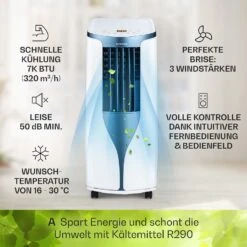 New Breeze 7 Mobile Klimaanlage 7000BTU 2,1kW Bis 34m² EEC A Mobil Fernbedienung -Outdoor Grills Verkaufsgeschäft 10040153 de 0003 usp