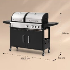 Kingsville 3.1 Kombigrill Gas + Kohle 10,9 KW 3+1 Brenner -Outdoor Grills Verkaufsgeschäft 10040270 yy 0008 dimensions