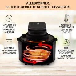 Vendure Heißluftfritteuse Mit Dampffunktion 1250W 5 Liter 6 Programme -Outdoor Grills Verkaufsgeschäft 10040278 de 0003 usp