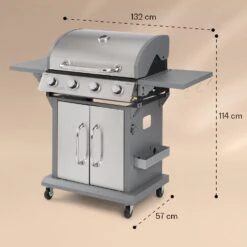 Lucifer 4 Gasgrill 4 X 3,6 KW Brenner 69x45cm Grill Edelstahl Mobil -Outdoor Grills Verkaufsgeschäft 10040281 yy 0008 dimensions