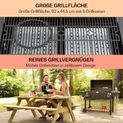 Aberdeen Double Holzkohlegrill Smoker Thermometer 2 Seitentische Mobil -Outdoor Grills Verkaufsgeschäft 10040293 de 0004 usp